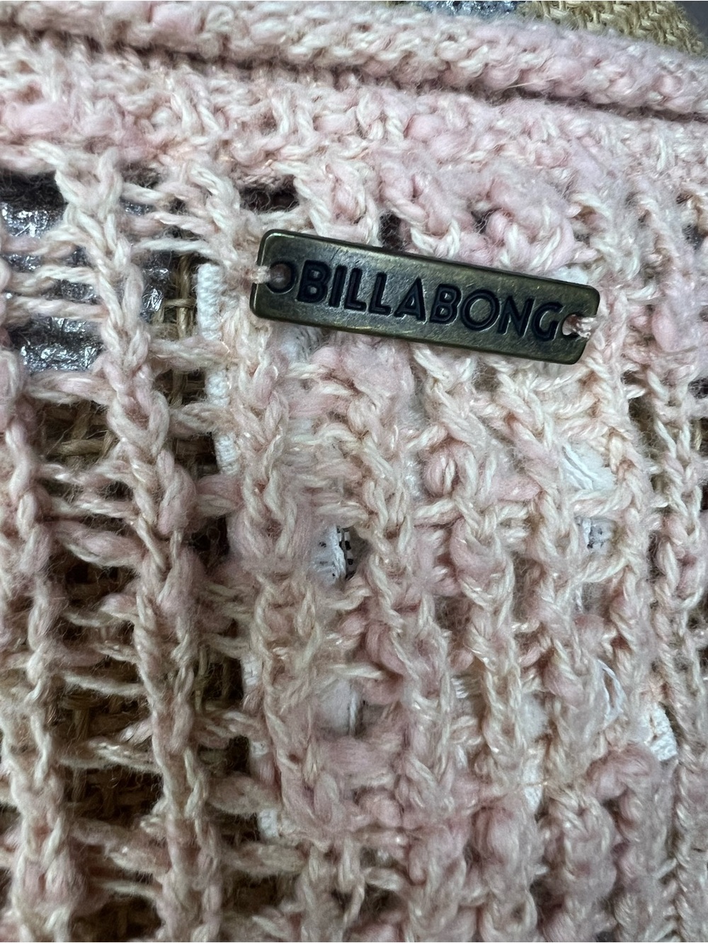 Billabong Open Knit Scoop Neck Sweater in Blush Pink - Picture 4 of 5